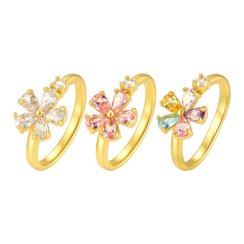 Wholesale Brass CZ Flower Band Ring Collection