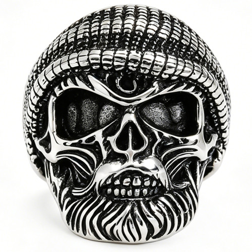 Wholesale Men's Stainless Steel Beanie Skull Biker Ring