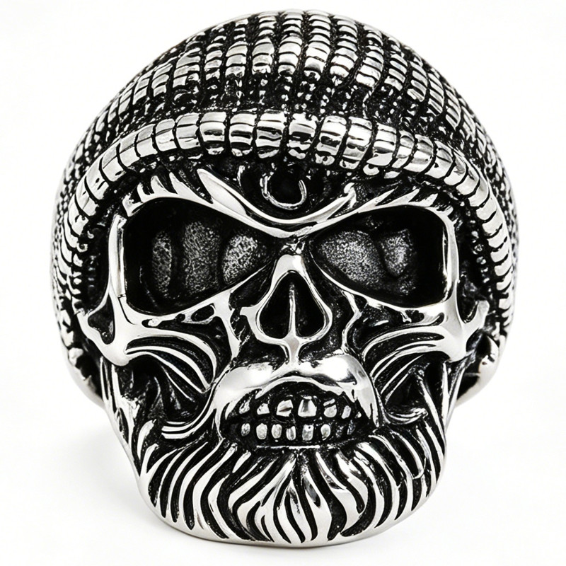 Wholesale Men's Stainless Steel Beanie Skull Biker Ring