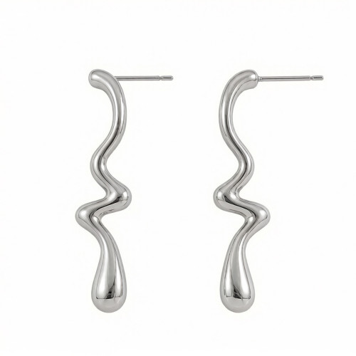 Wholesale Stainless Steel Abstract Wavy Line Earrings