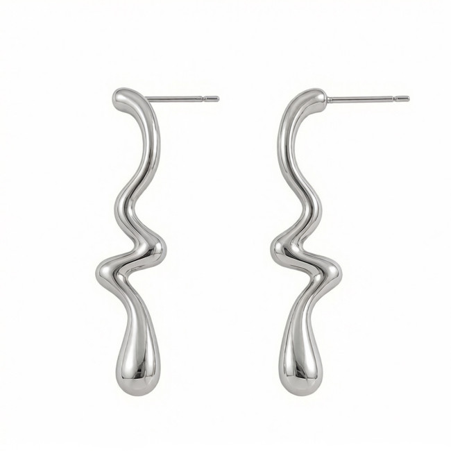 Wholesale Stainless Steel Abstract Wavy Line Earrings