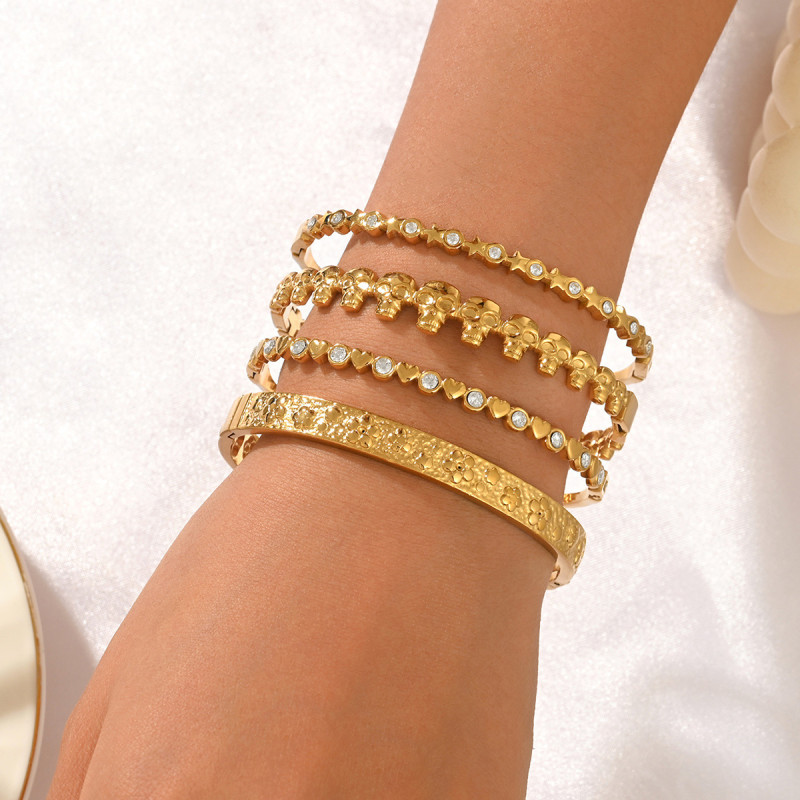 Wholesale Women's 18K Gold Plated Stainless Steel Bangle Set