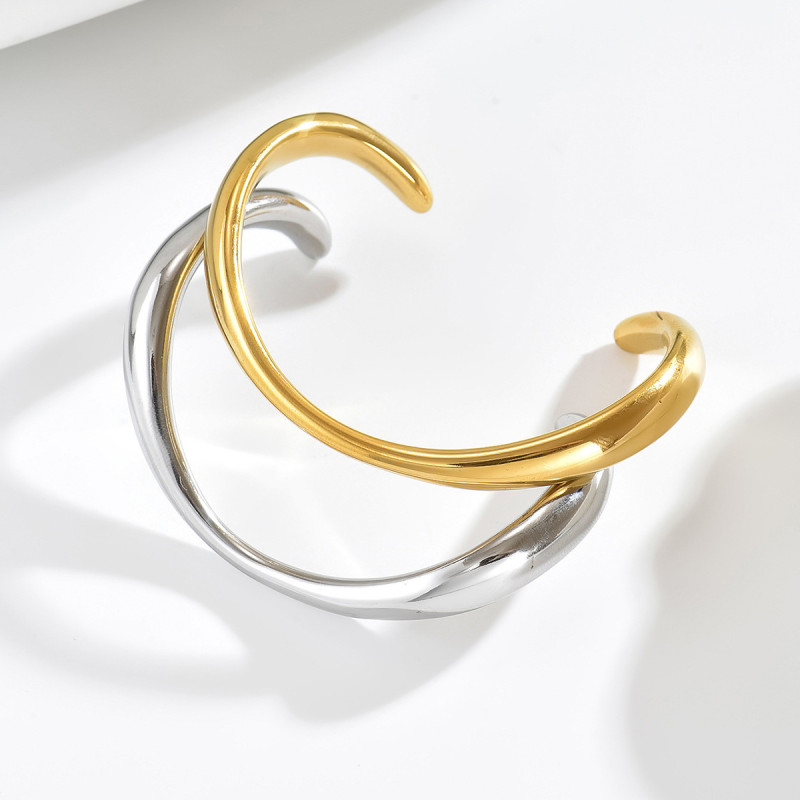 Wholesale Stainless Steel Irregular Wave Cuff Bangle