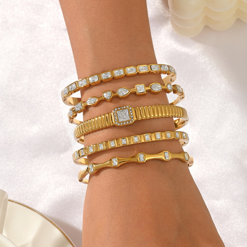 Wholesale Stainless Steel CZ Bangle Set