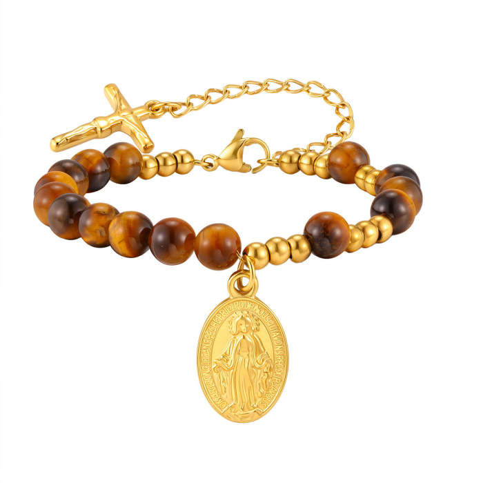 Wholesale Stainless Steel Beads Virgin Mary Rosary Bracelet