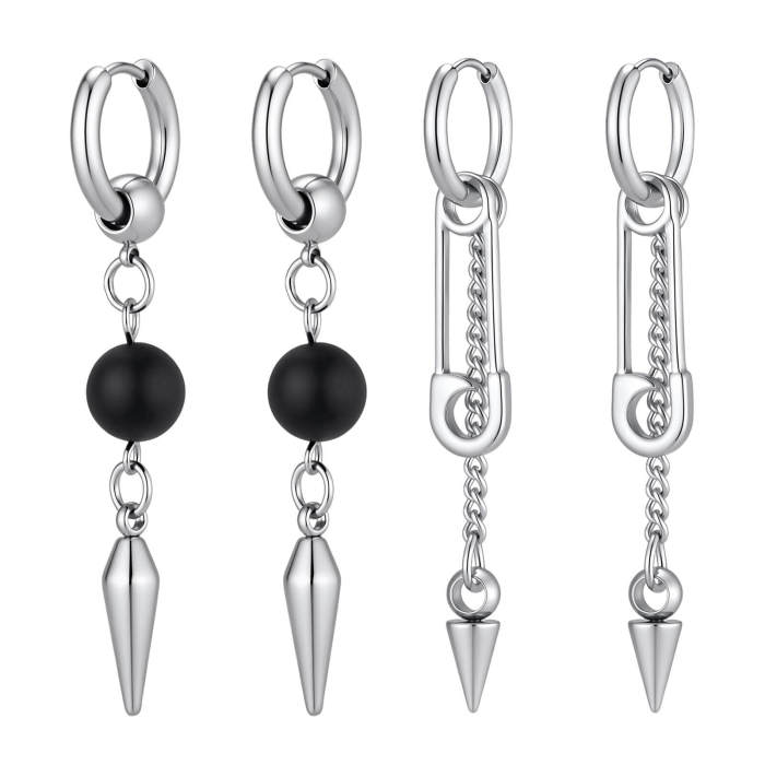 Wholesale Stainless Steel Safety Pin Spike Dangle Earrings