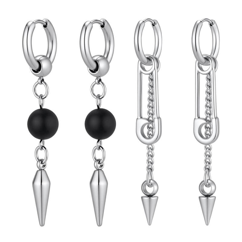 Wholesale Stainless Steel Safety Pin Spike Dangle Earrings