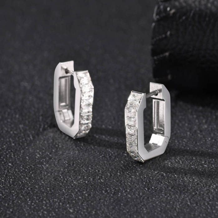Wholesale Stainless Steel CZ Huggie Earrings