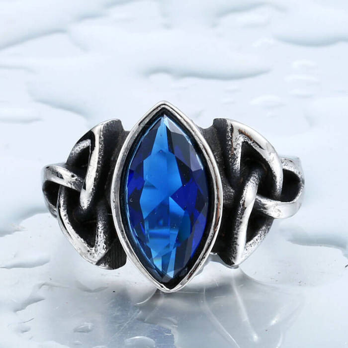 Wholesale Stainless Steel Vintage Celtic Knot Marquise CZ Ring