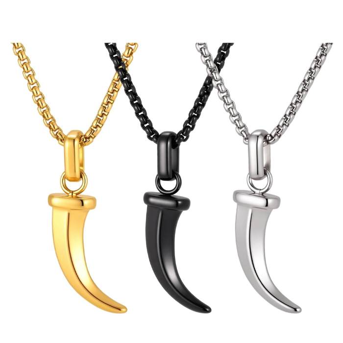 Wholesale Stainless Steel Wolf Tooth Horn Pendant