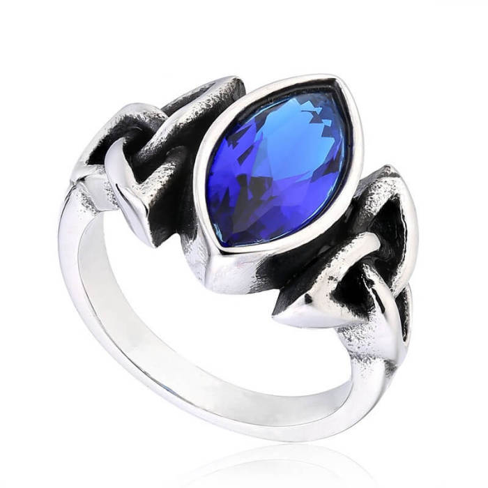 Wholesale Stainless Steel Vintage Celtic Knot Marquise CZ Ring