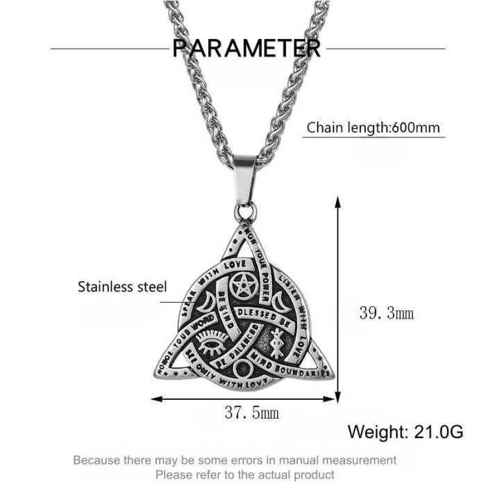 Wholesale Stainless Steel Vintage Celtic Triquetra Pentagram Eye Mantra Pendant