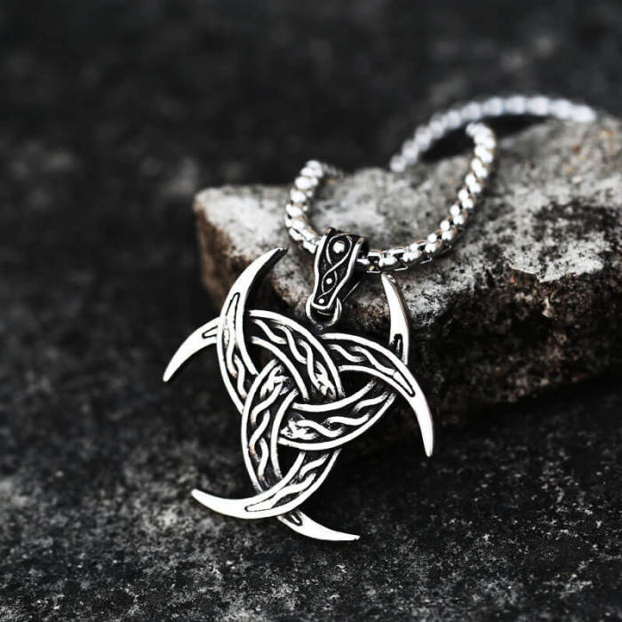 Wholesale Men's Stainless Steel Viking Triple Horn of Odin Pendant