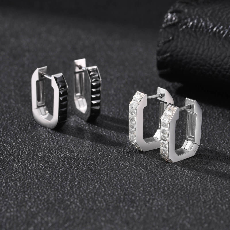 Wholesale Stainless Steel CZ Huggie Earrings
