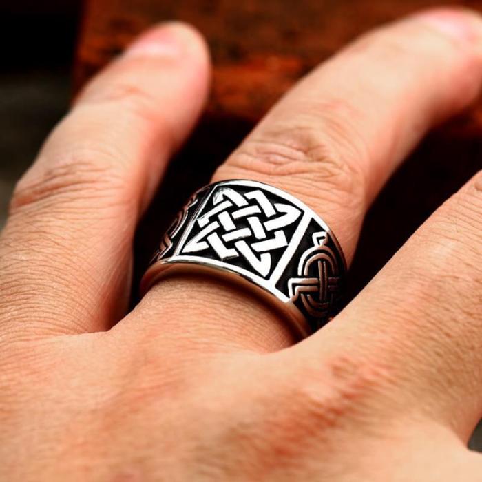 Wholesale Stainless Steel Vintage Slavic Star of Lada Celtic Knot Ring for Men