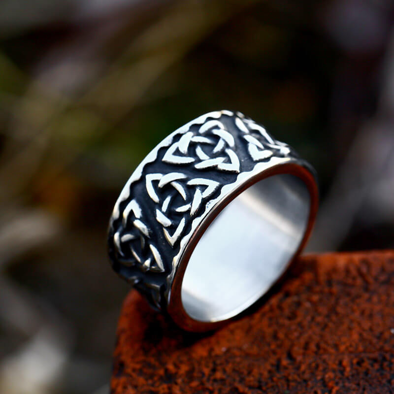 Wholesale Men's Stainless Steel Vintage Celtic Triquetra Trinity Knot Band Ring