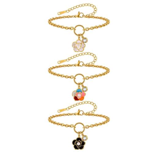 Wholesale Stainless Steel Camellia Flower Pearl Necklace Bracelet