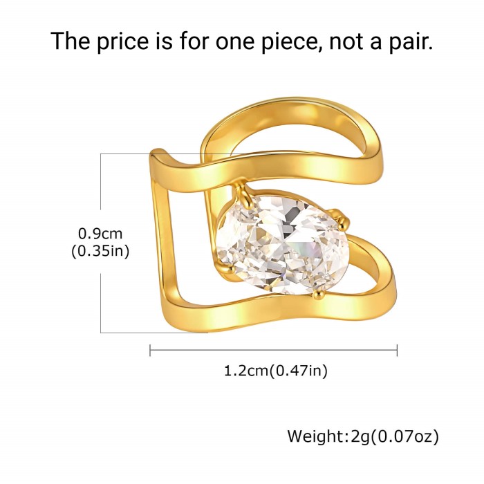 Wholesale Stainless Steel Double Band CZ Solitaire Ear Cuff