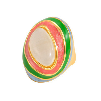 Wholesale Women's 18K Gold Plated Colorful Enamel Statement Ring