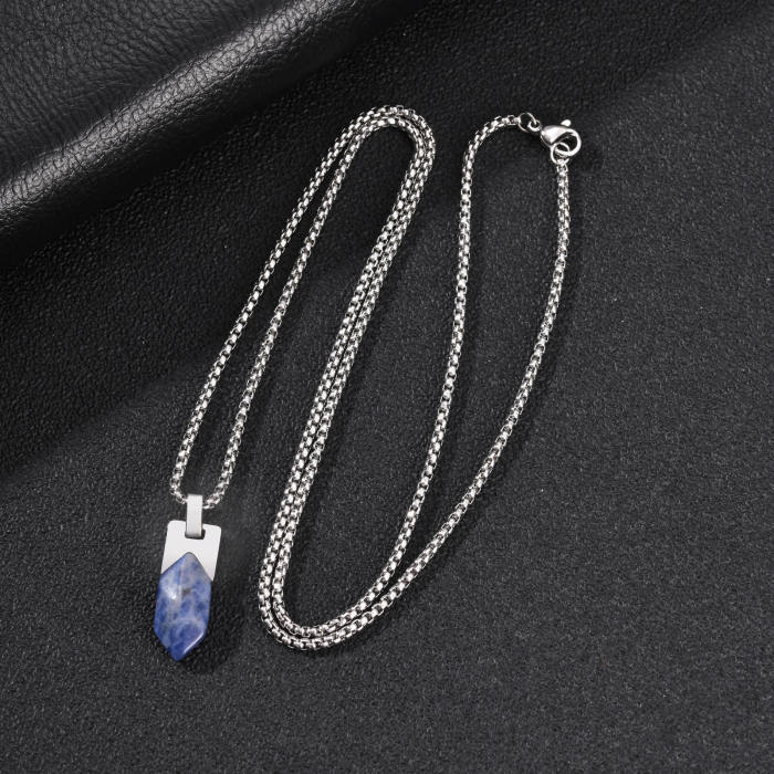 Wholesale Stainless Steel Natural Gemstone Point Pendant