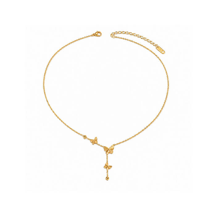 Wholesale Women's Stainless Steel Triple Butterfly Y-Necklace