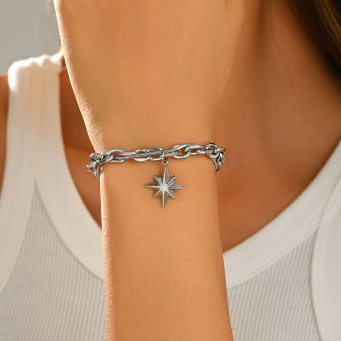 Wholesale WStainless Steel Double Layer Starburst Bracelet