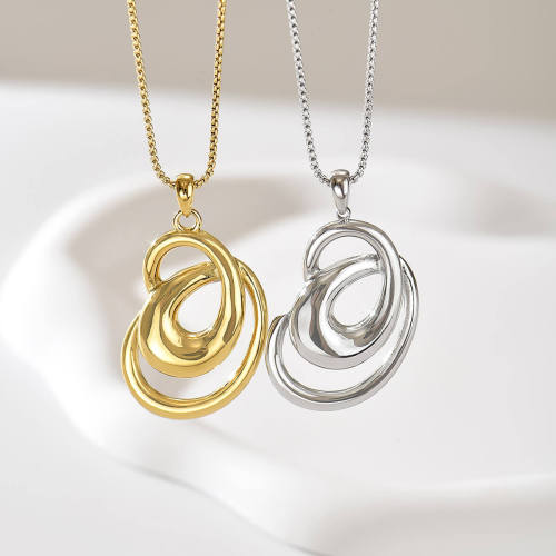 Wholesale Stainless Steel Minimalist Organic Double Loop Pendant