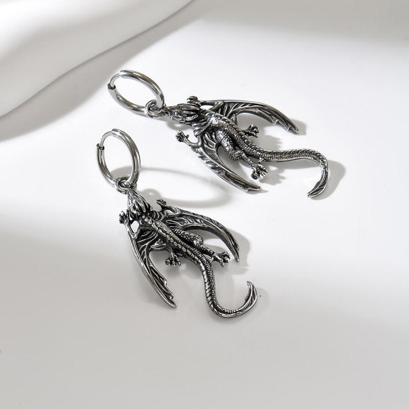 Wholesale Stainless Steel Flying Dragon Earrings