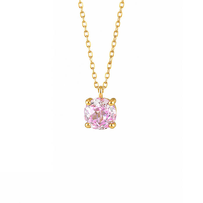 Wholesale Stainless Steel Pink Solitaire CZ Pendant