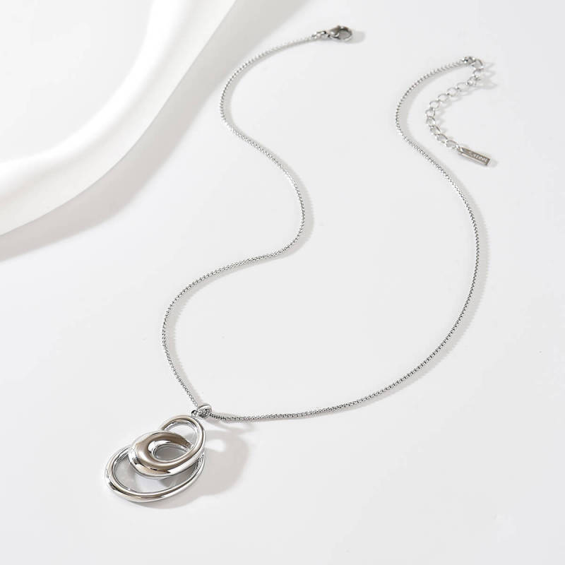Wholesale Stainless Steel Minimalist Organic Double Loop Pendant