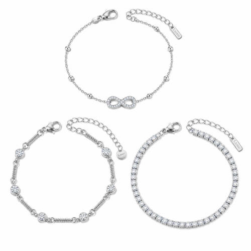 Wholesale Stainless Steel CZ Infinity Tennis Bracelet Set