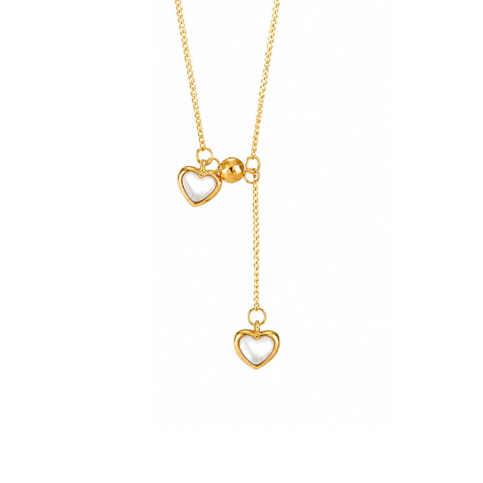 Wholesale Women's Stainless Steel Double Heart Necklace