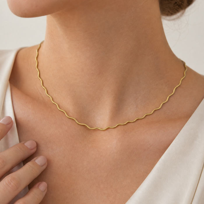 Wholesale Stainless Steel Wavy Snake Chain Necklace
