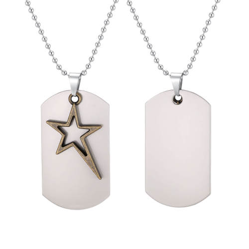 Wholesale Engravable Stainless Steel Shooting Star Dog Tag Pendant
