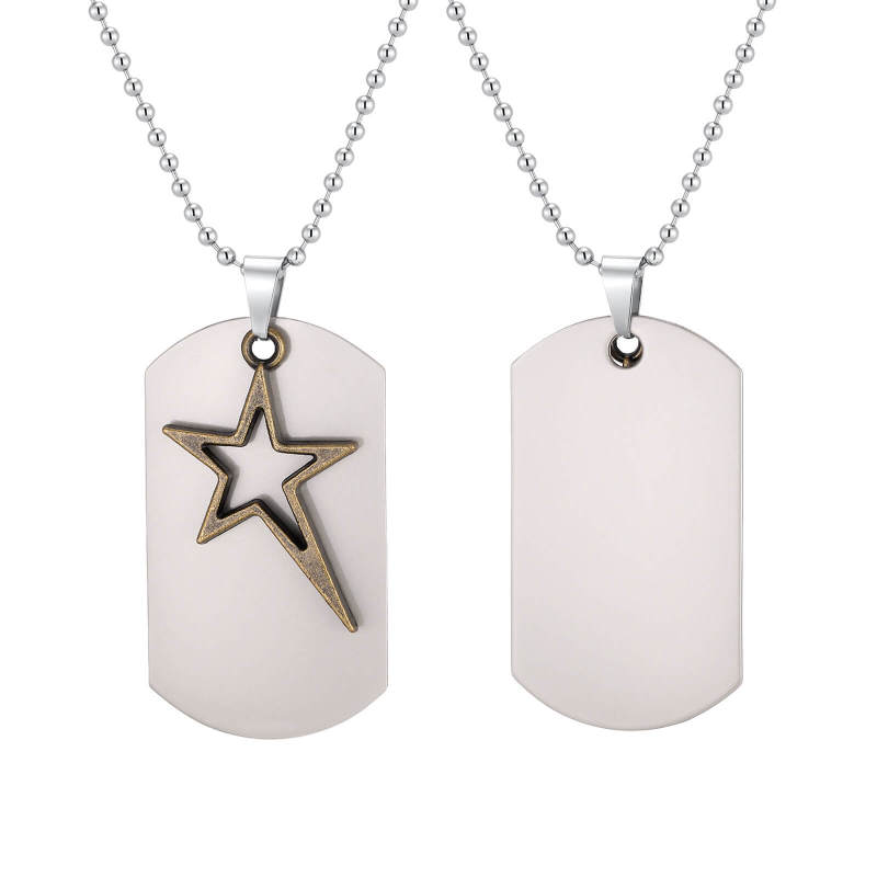 Wholesale Engravable Stainless Steel Shooting Star Dog Tag Pendant