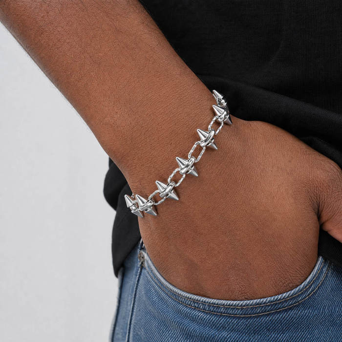 Wholesale Stainless Steel Barbed Wire Spike Chain Bracelet