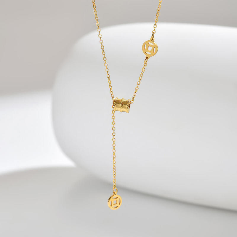Wholesale Stainless Steel Lucky Chinese Fortune Coin Necklace