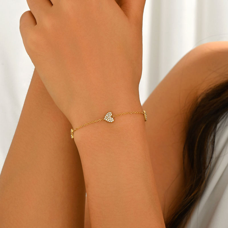 Wholesale Stainless Steel Pave CZ Triple Heart Bracelet
