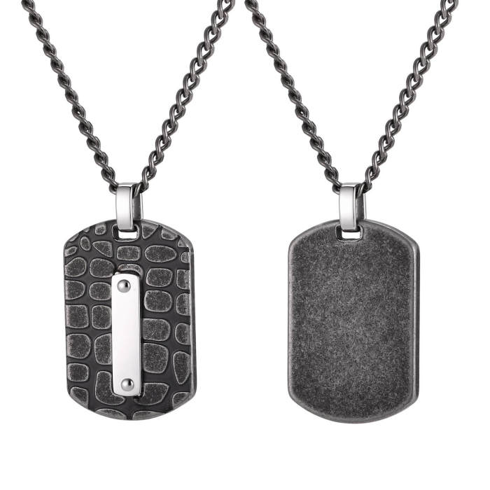 Wholesale Stainless Steel Crocodile Pattern Dog Tag Necklace