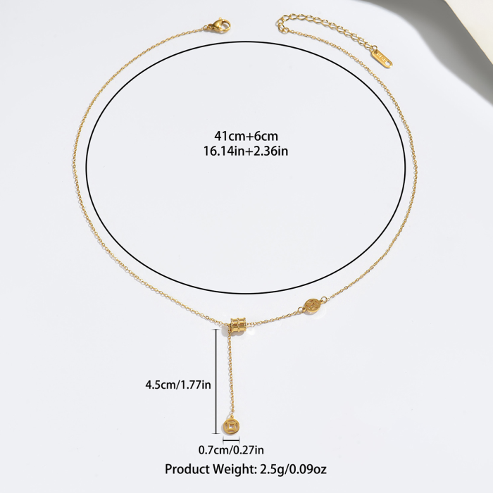 Wholesale Stainless Steel Lucky Chinese Fortune Coin Necklace