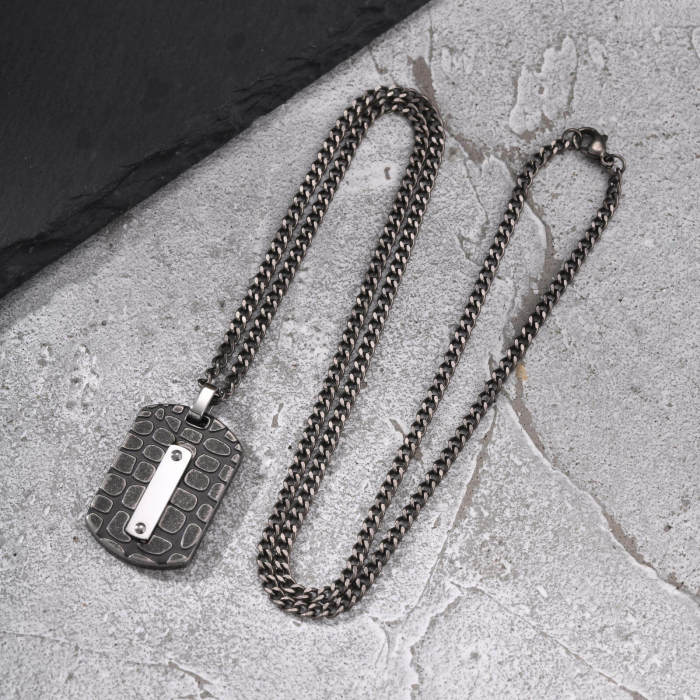 Wholesale Stainless Steel Crocodile Pattern Dog Tag Necklace