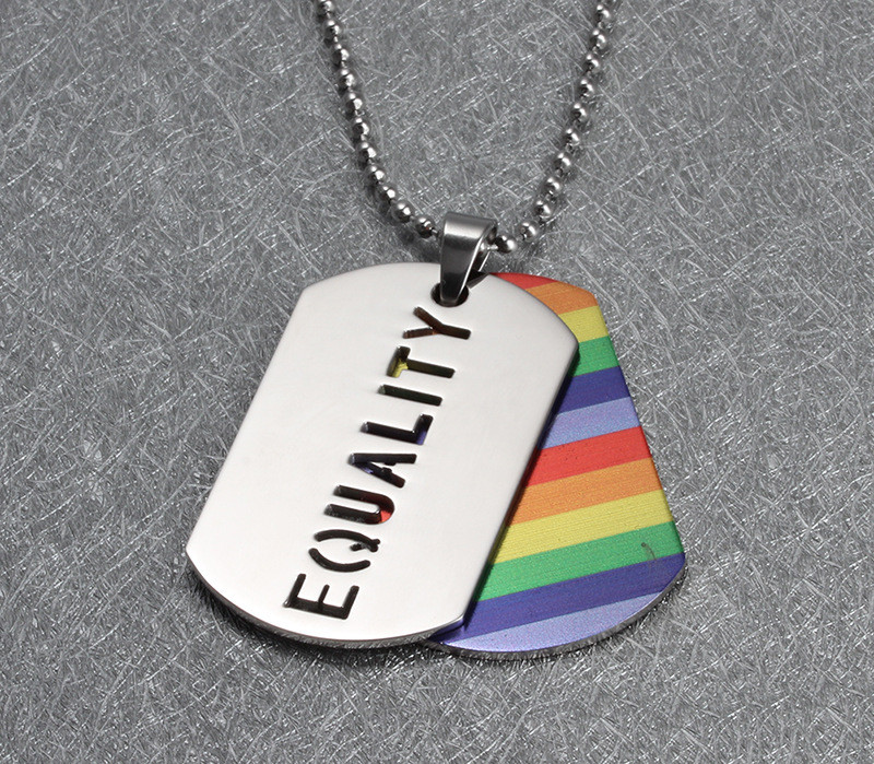 Wholesale Stainless Steel Rainbow  EQUALITY  Dog Tag Pedant