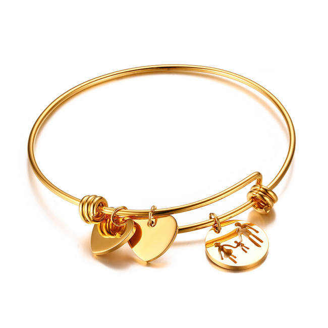 Wholesale Stainless Steel Family Tag Bangle Bracelet