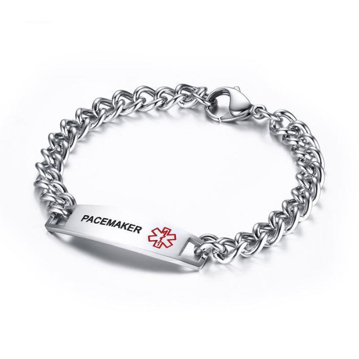 Wholesale Stainless Steel Men's Medical Tag Bracelet Wrist Link Chain