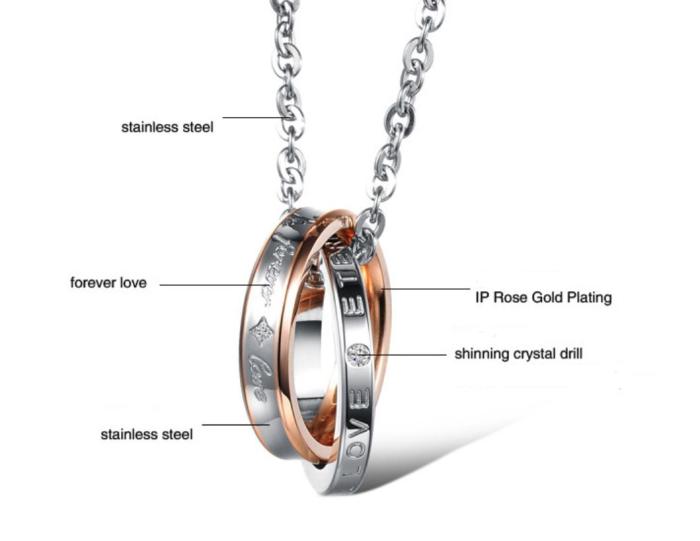 Wholesale Stainless Steel Circles Love Eternal Couple Pendant