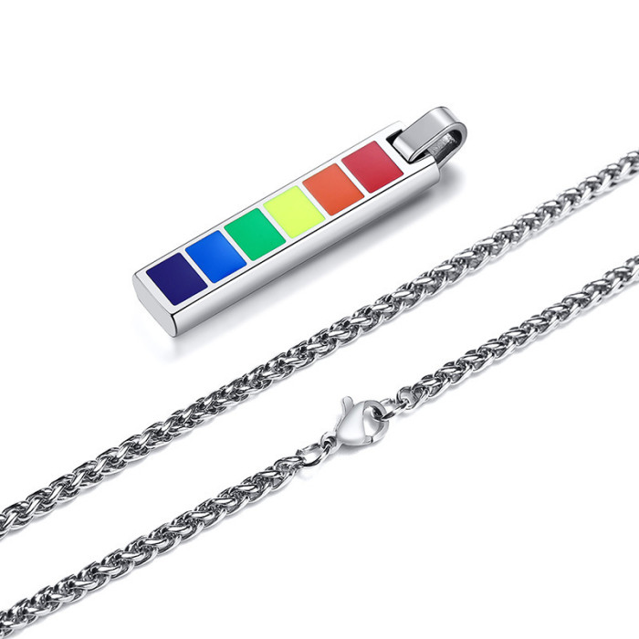 Wholesale Stainless Steel Rainbow Bar Pendant