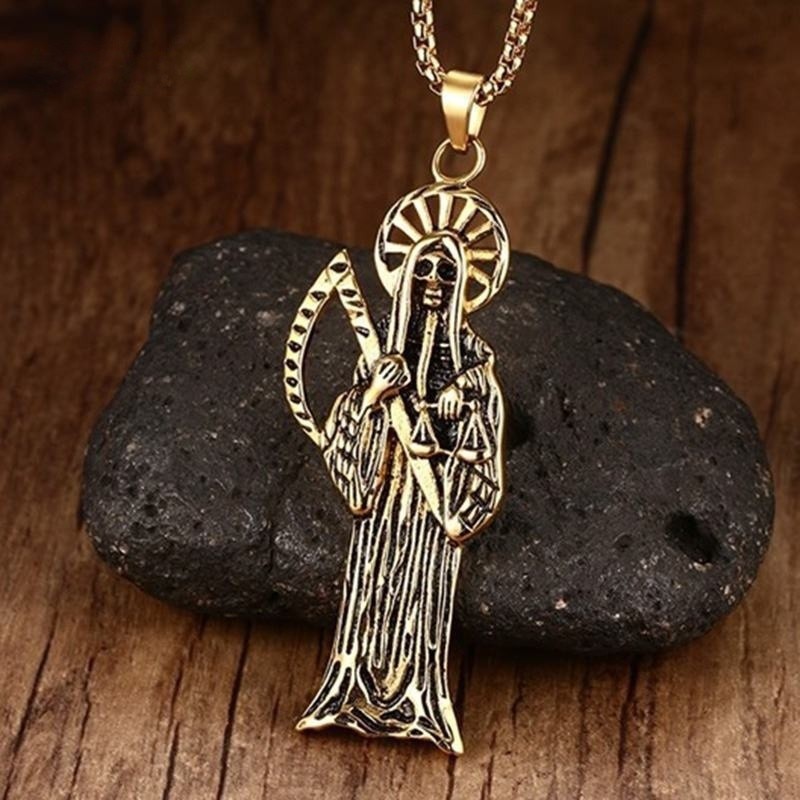 Wholesale Stainless Steel Gold Plated Reaper Men Pendant