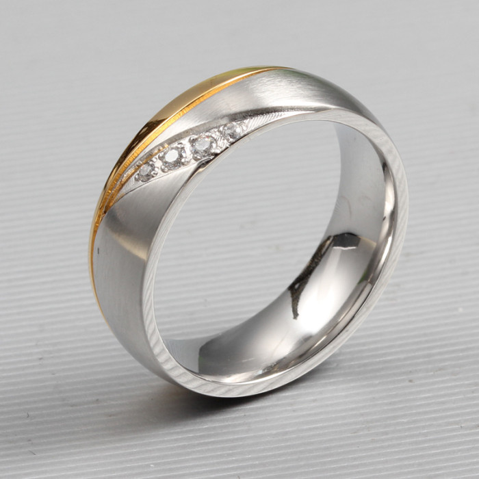 Wholesale Ebay Hot Sell Two Tone Wedding Rings with 3 CZ