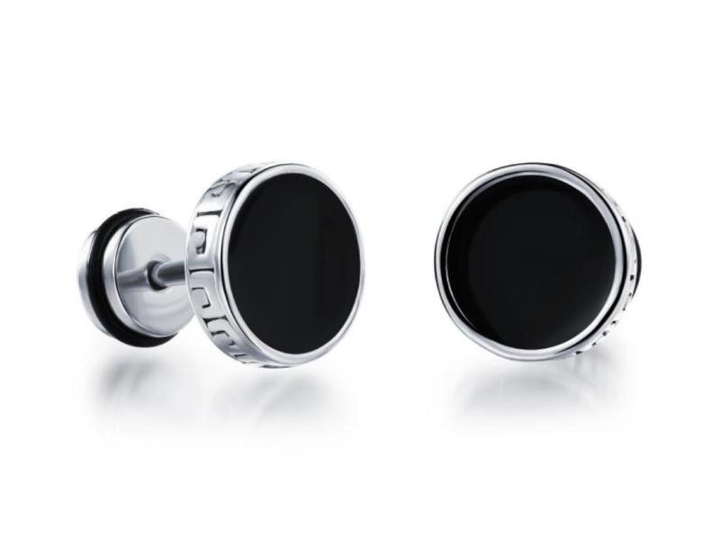 Wholesale Stainless Steel Black Onyx Stud Earrings