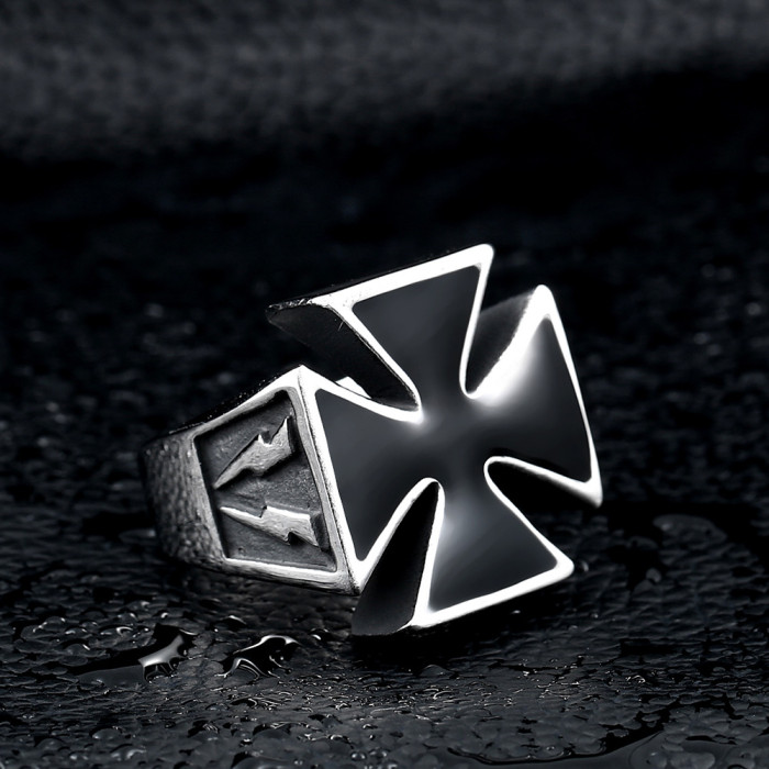 Wholesale Stainless Steel Mens Iron Cross Ring